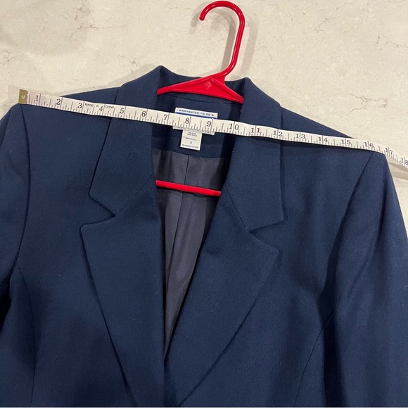 Pendleton Blazer Vintage Classic Virgin Wool Dress Jacket Navy Blue 8 - Picture 16 of 17